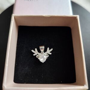 Moissanite and CZ Deer Antlers Pendant